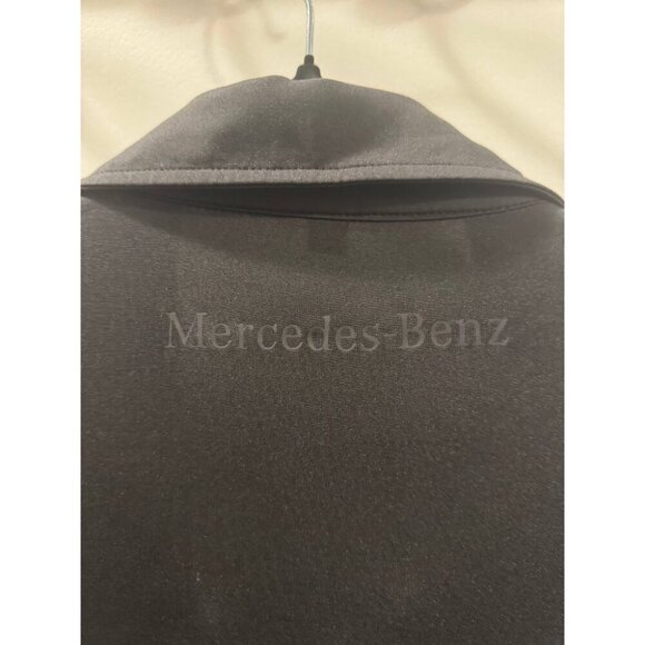 Mercedes-Benz Polo Shirt Men's M Black Collared Short Sleeve Logo Trim Button Up - Picture 3 of 5